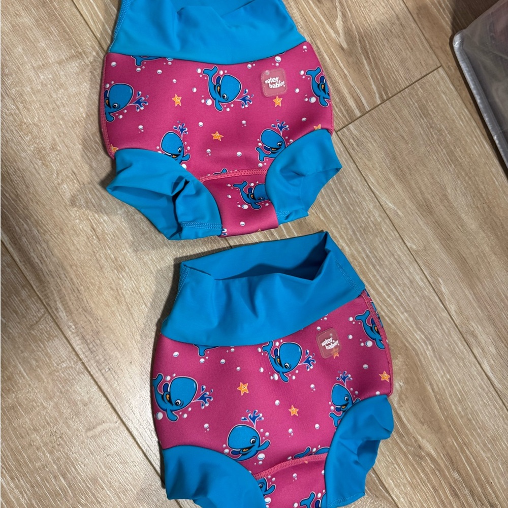 Kids Swim Trunks - Pink and Blue